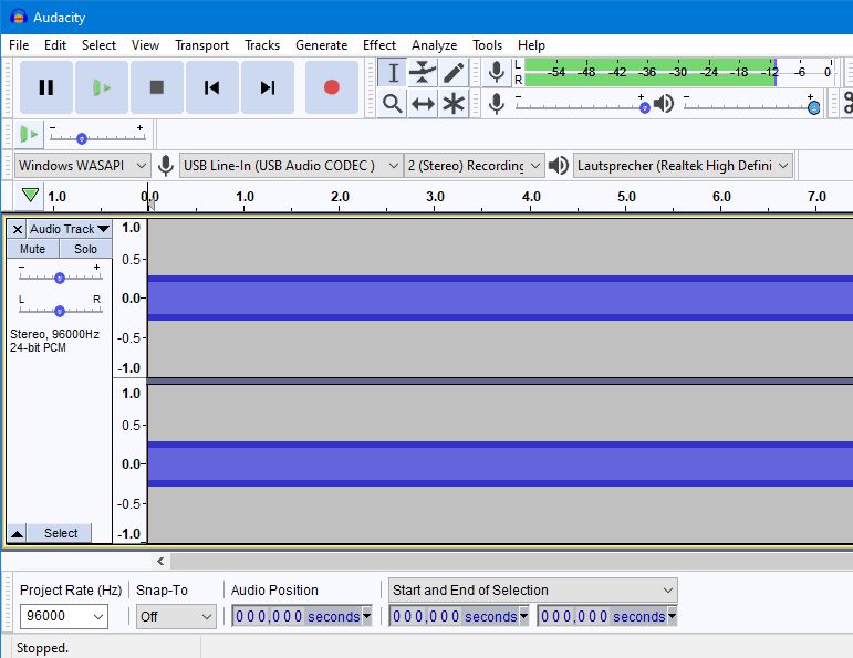recorded signal in Audacity